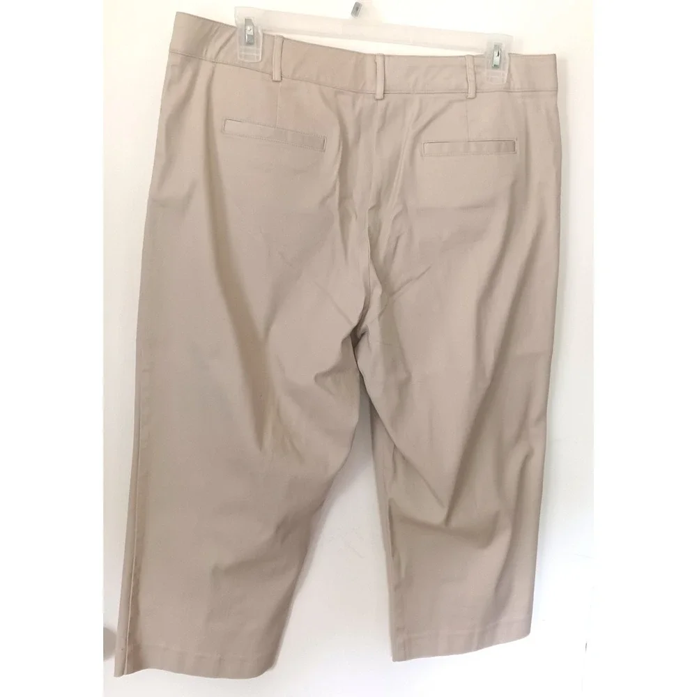 Counterparts Capri Pants Women 16 Khaki Good Comfy Stretch Cotton Cropped Preppy